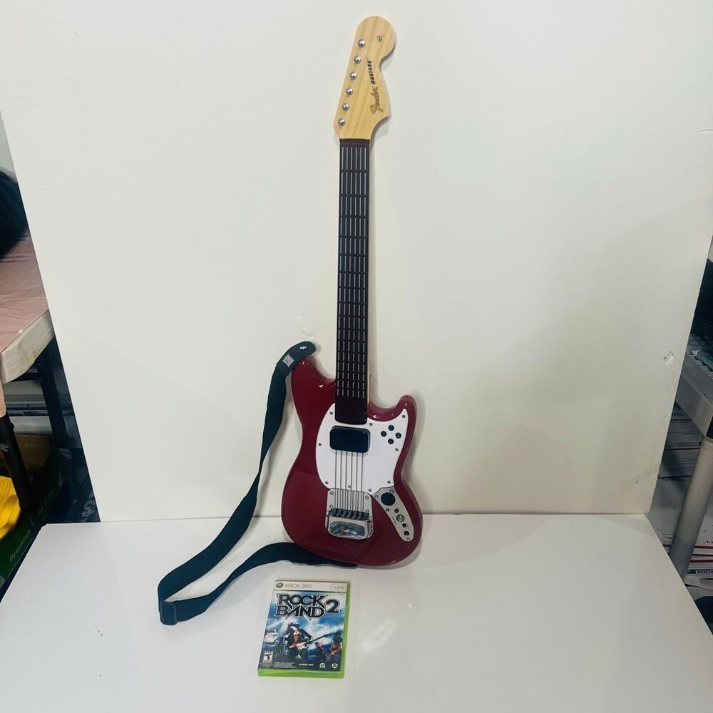 Rock Band Guitar Fender Stratocaster Mustang Red Xbox 360 Wireless Controller Gu